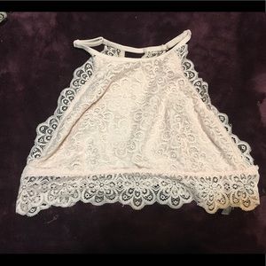 aerie High Neck Lace Racerback Bralette Light Pink